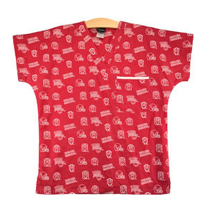 Scrub Dudz Indiana Hoosiers Adult Uniform Red Small Short Sleeve Polyester Blend